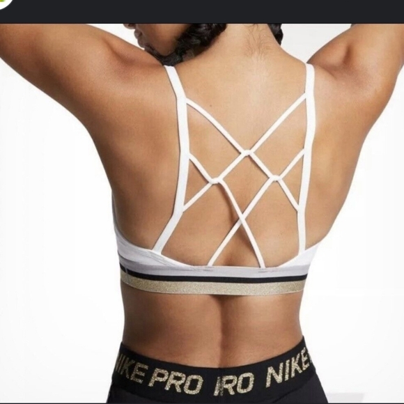 Nike Icon Clash Sport Bra Gold Accent Criss Cross Back Medium - Picture 2 of 8